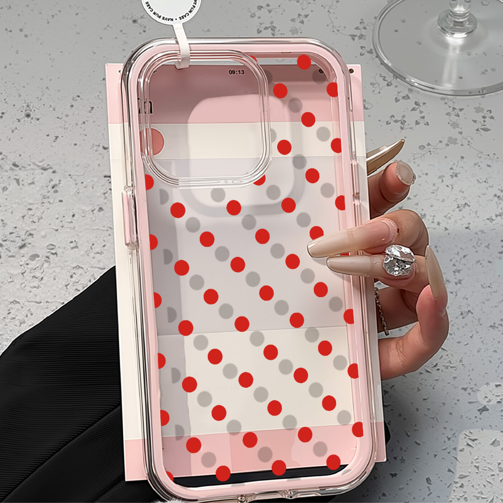 Apple Iphone 15 Pro Max - เคสใสแบบ 2in1 ลายจุดแดง สำหรับ iPhone 17